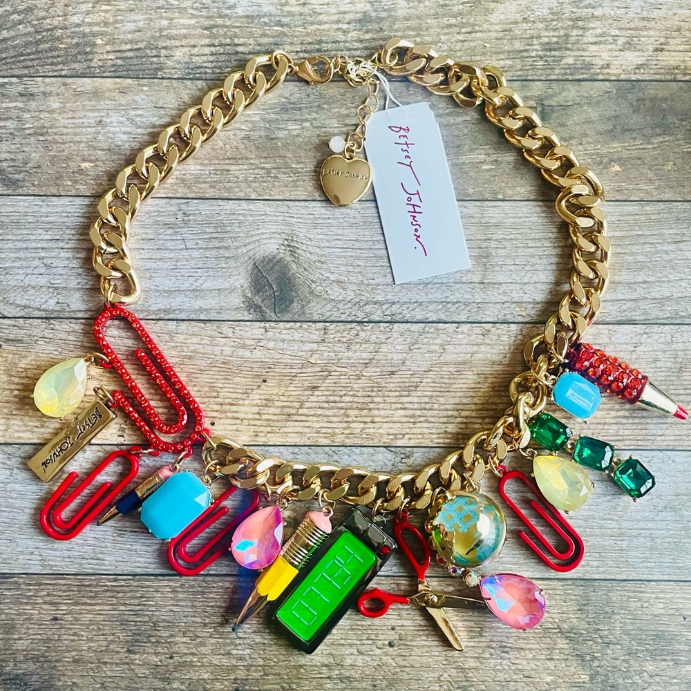 Betsey Johnson Back To School Charms Statement Necklace